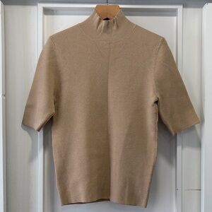 Ann Taylor Tan Turtleneck Short Sleeve Sweater Size Medium